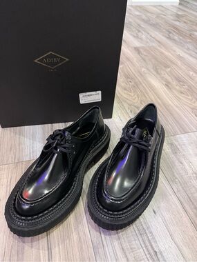 Black‎ Leather Derby Shoes - Polished Lace-Up